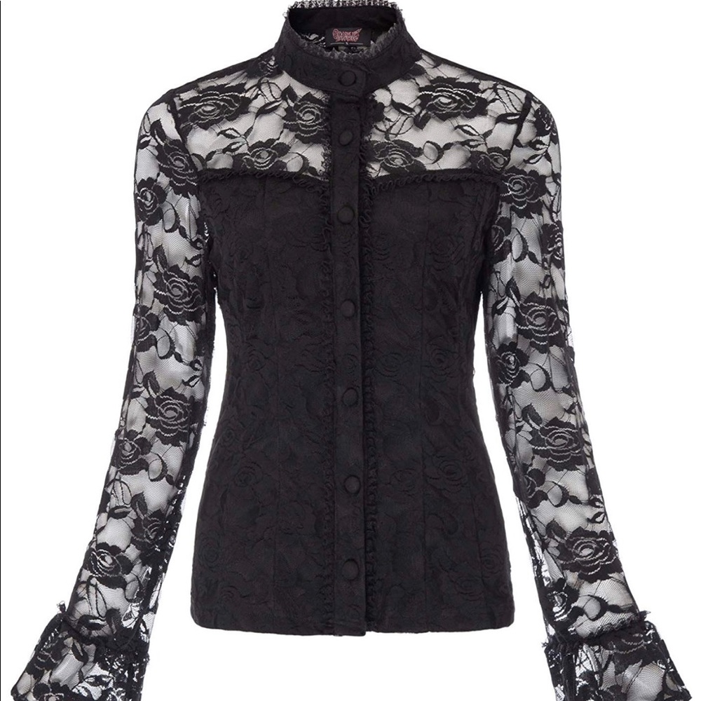 Vintage Gothic Long Sleeve Collar Patchwork Lace
